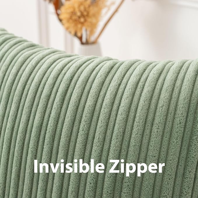 UGASA 12x24 Inch Pillow Cover Pack of 1 Soft Boho Stripe Corduroy Long Rectangular Lumbar Cushion Cover Farmhouse Decorative Throw Pillowcase for Bed, Couch, Sofa, Bedroom, Living Room, Sage Green