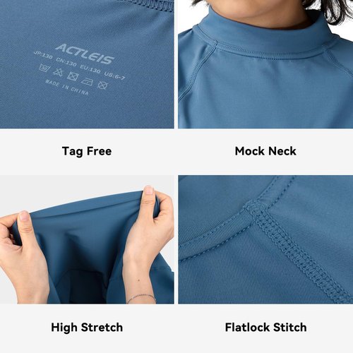 Actleis Boys Swim Shirt - Quick Dry Rash Guard for Kids | UPF 50+ Sun Protection, Short Sleeve