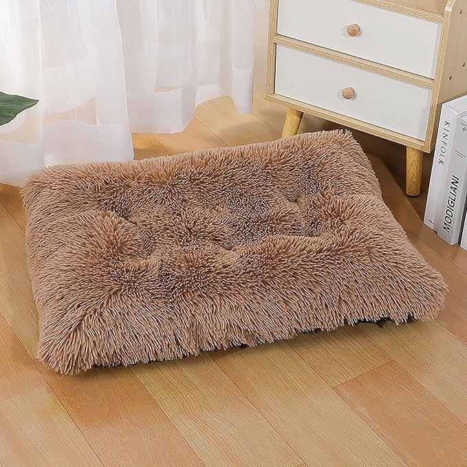 Dog Crate Mat, Dog Bed for Large Dogs, Comfy Fluffy Kennel Pad Anti-Slip for Dog beds & Furniture, Quilted Dog Bed for Pets for Medium/Small Dogs Cats (Color : Khaki, Size : 20x14.9)