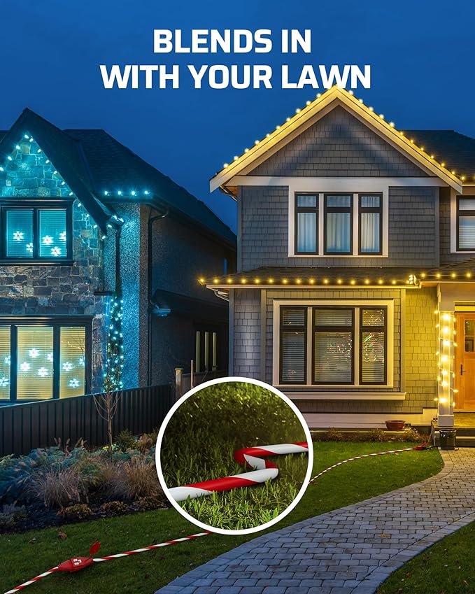 DEWENWILS 25FT Outdoor Extension Cord with Multiple Spaced Outlets Plugs, 16/3 SJTW Power Cord for Outdoor String Lights and Holiday Decorations, Appliances, UL Listed, Candy Cane