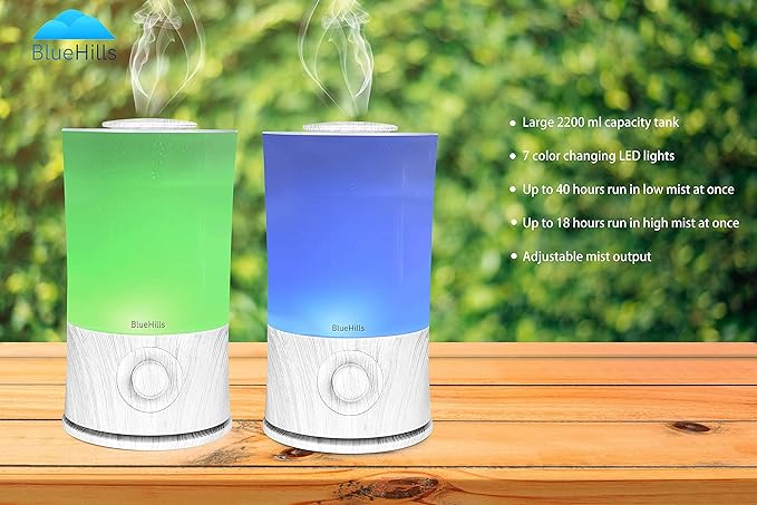 BlueHills Premium Large 2300 ML and 2500 ML XL Essential Oil Diffusers Humidifier Combo Set of 2 for Large Room Home with Décor LED Lights Great Gift – Value Pack of White