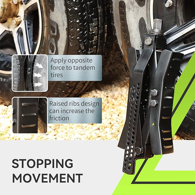 RVMATE RV Camper Wheel Chock Stabilizer Scissor, X Chocks Wheel Stabilizer (2 Packs) for RV Travel Trailer Tires, X Chock for Locking Tandem Wheels When Parked on Uneven Surfaces, Black.
