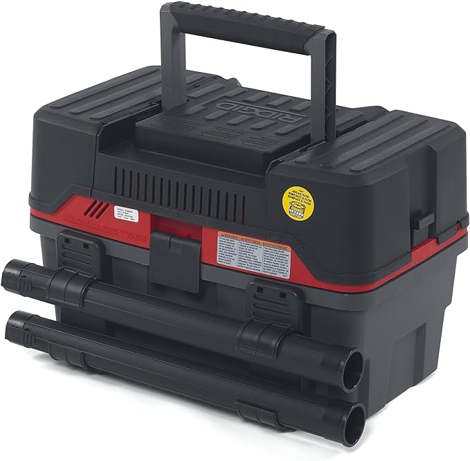 RIDGID 50318 4500RV ProPack 4.5-Gal. Portable Wet Dry Shop Vacuum with Toolbox Design, 5.0 Peak HP Motor, Expandable Pro Hose, and Blower Port, Red