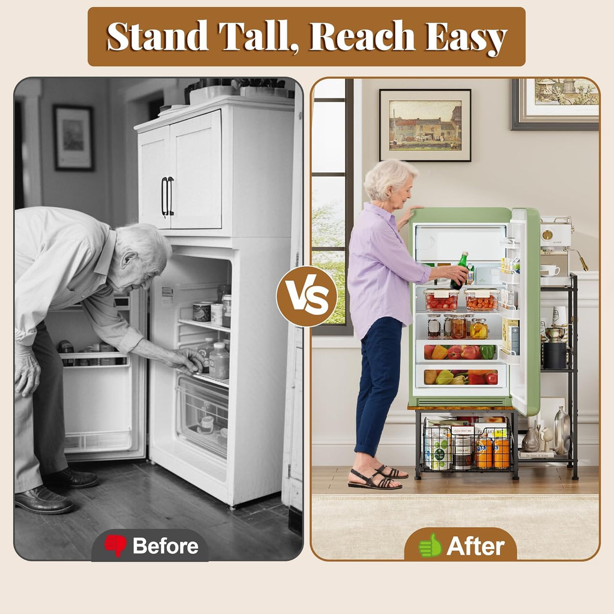 Yuyetuyo Mini Fridge Stand - Stylish Coffee Bar & Wine Cabinet Storage for Dorm, Apartment, Office