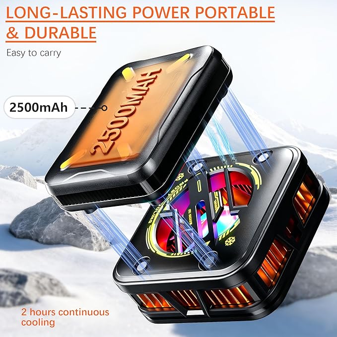 Wireless Magnetic Phone Cooler for Gaming & Streaming | Cordless Operation | Semiconductor Cooling | Digital Display | Quiet Fan | Travel & Outdoor Ready