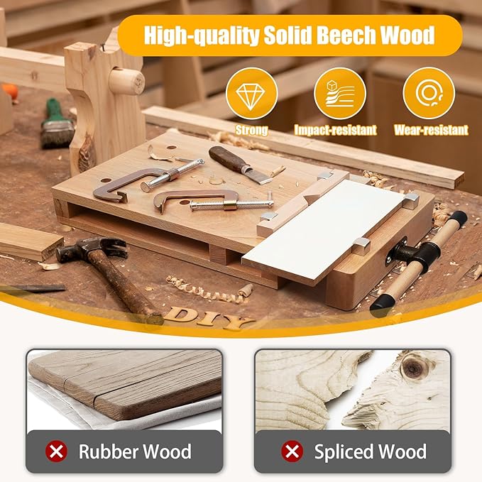 Portable Workbench Hard Woodworking Vise for Workbench, Desktop Work Table Work Bench with G-Type Fixing Clips and Limit Blocks, for Home, Woodworking Studios, Fixed for Processing Wood