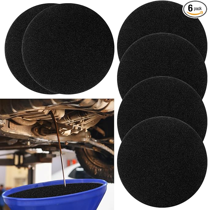 6Pcs Oil Drain Splash pad,Applicable to Oil pan for Oil Change, Oil drip pan, Oil Drain, for Automotive Repair and Technicians Oil Change pan Oil Mat ，Splatter Pad, Round Black 15 Inches
