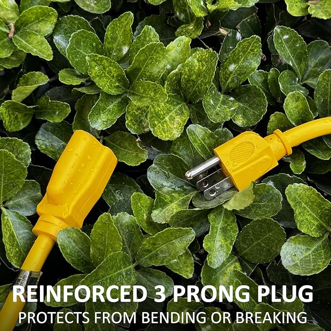 YOJOE Indoor Outdoor Extension Cord, 3 Prong 15A Weatherproof Power Cord, 12 Gauge Heavy Duty 6 ft Yellow Extension Cord for Garage, Garden and Home, 12/3 SJTW UL Listed
