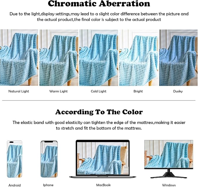 NEWCOSPLAY 3D Waffle Checkered Flannel King Blanket, Blue, 90"x110" | Super Soft Cute Lightweight Decorative Premium Silky Fleece Blanket for Couch Sofa Bed, Gift for Women Men, All Season Use