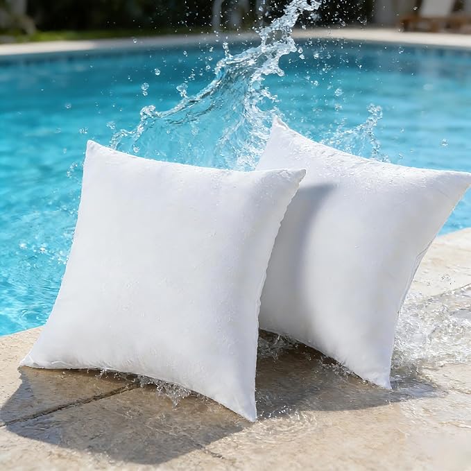 Water Resistant Polyester Pillow Inserts with Plush Dot Cover | Pack of 2 Square Form Indoor Decorative Pillow, Bed and Couch Pillows, 20 x 20 Inches, Green