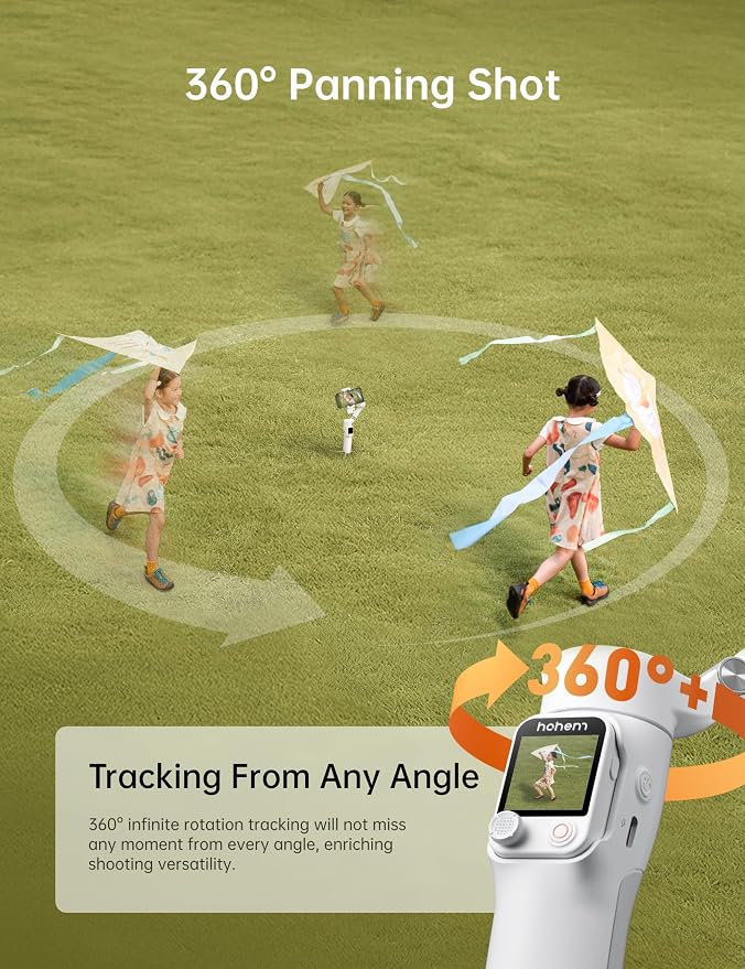 Hohem iSteady V3 Ultra Gimbal Stabilizer for Smartphone, AI Tracking Phone Gimbal, 1.22" Touchscreen Detachable Remote Control, Built-in Extension Rod & Tripod, 360�� Infinite Pan, Vlog Filming, White