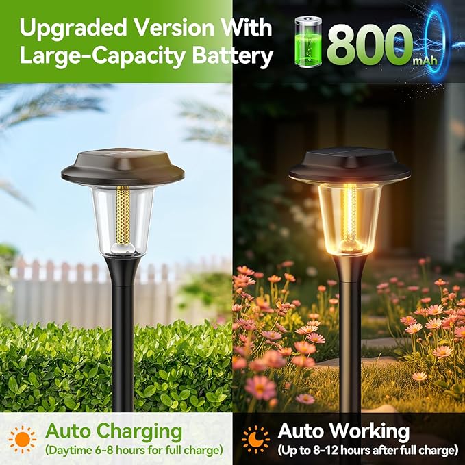 KOOPER Solar Pathway Lights Outdoor, 8 Pack Modern Brighter Solar Powered Landscape Path Lights, IP65 Waterproof Outdoor Solar Garden Lights for Yard Patio Driveway Walkway Lawn Sidewalk Decorative