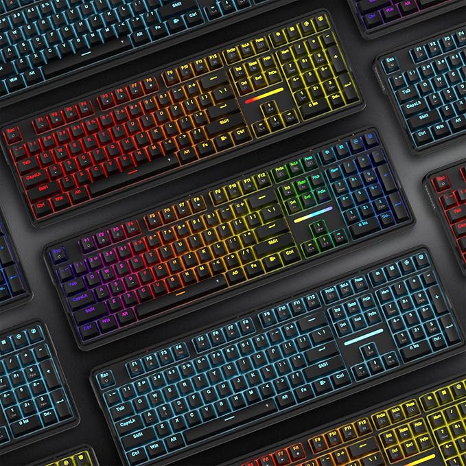 Redragon K745 Wired 108-Key Gasket RGB Gaming Keyboard, 4 Extra Hotkeys | Dedicated Shortcut Keys for Mute, Calc & Desktop, Cushioned 5-Layer Dampening for Creamy Thocky Sound, Programmable Software