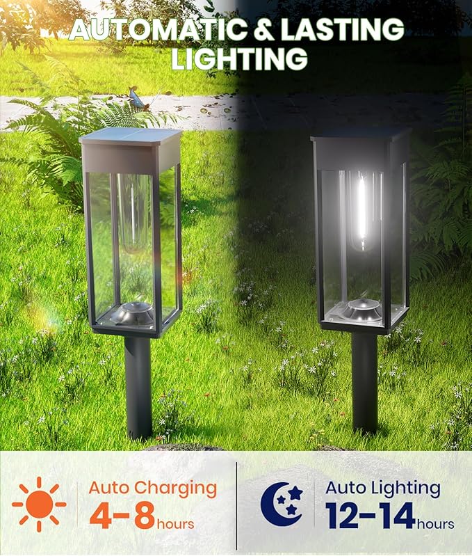 Bright Solar Pathway Lights Outdoor Waterproof IP65, 8 Pack Auto On/Off Solar Outdoor Lights for Path, Yard, Landscape, Lawn, Patio, Walkway, Driveway, Garden Decor Lighting Solar Powered
