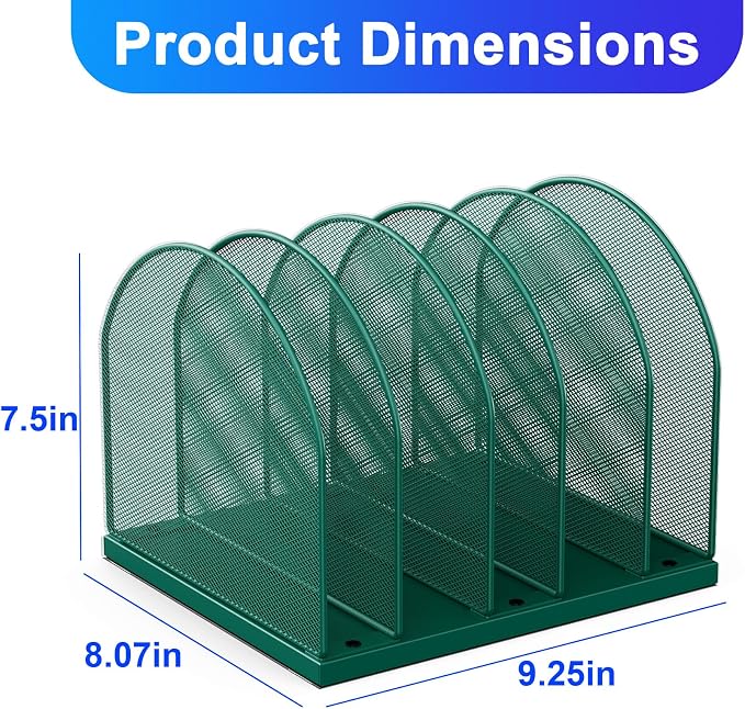 gianotter Desktop File Organizer with 5 Compartments | Desk Organizer Paper Organizer for Desk Workspace Organizers for Office Supplies (Green, Upright Style)