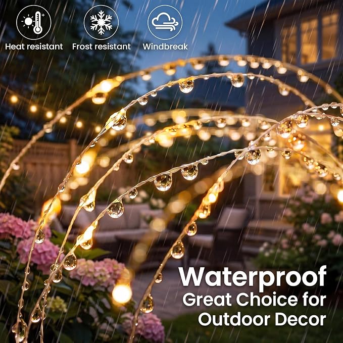 btfarm 8 Pack Solar Garden Lights, Firework Lights Solar Powered-Warm White | 120LED 8 Mode Waterproof Twinkle Fairy Light Outdoor Outside for Yard Pathway Lawn Pool Patio Christmas Decorative