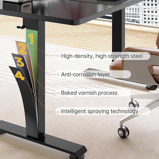 Veken Standing Desk, 63×27.6 Inch Electric Gaming Table, Black | Height Adjustable Sit Stand Up Computer Tables for Home Office, Study , Writing, Suit students, employees and group work