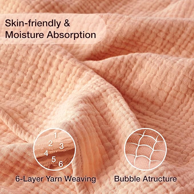100% Cotton Muslin Blanket Twin 60" x 80", Breathable and Lightweight Cotton Twin Blankets for Couch, Soft Cooling Summer Gauze Blanket for Adults All Season, Dusty Pink