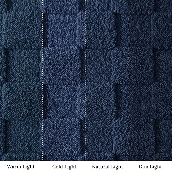 Exclusivo Mezcla 3D Checkered Fleece Queen Blanket for Bed, Navy Blue | Super Soft and Cozy Fluffy Blanket, Lightweight, Breathable, Decorative Blanket for Living Room, Bedroom, All Season, 90"x90"