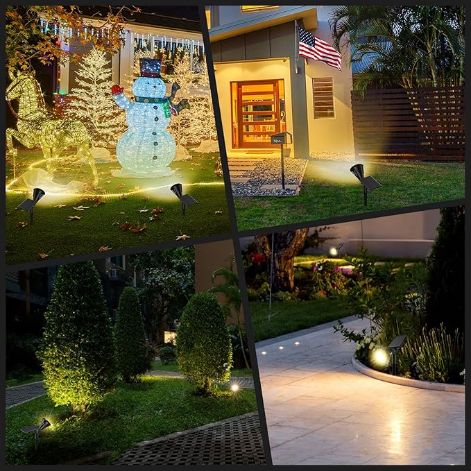 Solar Spot Lights Outdoor, 21 LEDs Solar Landscape Lights Auto On/Off with 3 Modes, IP67 Waterproof Solar Yard Spotlight Wall Lights, 2-in-1 Solar Outdoor Lights for Garden, Pathway, Pool