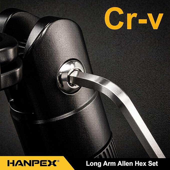 Long Arm Hex Key Allen Wrench Set with Ball End, Ball-End Hex Allen Key Set Chrome Vanadium Steel(Cr-V), Tamperproof TORX L- Key Set (9Pc Metric)