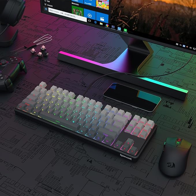 Redragon K707 HE Rapid Trigger Gaming Keyboard, 87 Keys TKL Wired Mechanical Keyboard w/Hyper-Fast Actuation Hall Effect Magnetic Switch, Actuation Point Adjustable, Side Printed PBT Gradient Keycaps