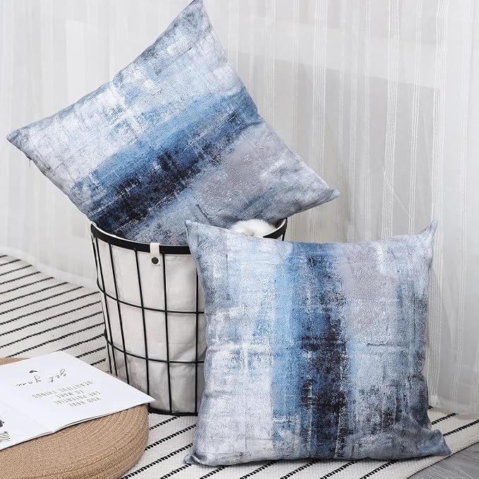 Throw Pillow Covers for Couch, 22x22 Inch, 2 Pack, Blue Grey | Decorative Throw Pillow Covers Cushion Covers for Couch Bedroom Sofa Living Room