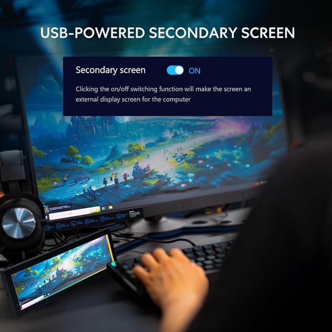 Lian Li 8.8" Universal Screen for PC - Adjustable Mounting for Any Computer Setup - Customizable ARGB Frame - PC Temperature Display Panel - LCD Screen Display - Mini Monitor - SM088W (US88 v1 White)