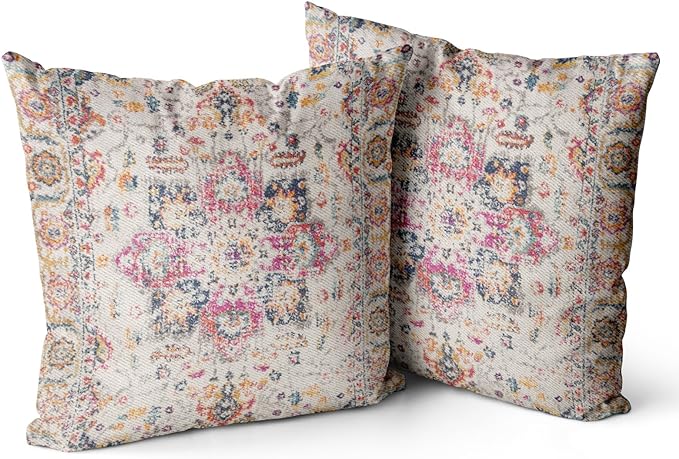 Snycler Boho Throw Pillow Covers 24x24 inch Set of 2 Burnt Yellow Terracotta Rust Colored Throw Pillows Double Sided Boho Home Soft Decor for Bedroom Living Room Couch & Sofa (No Inserts)