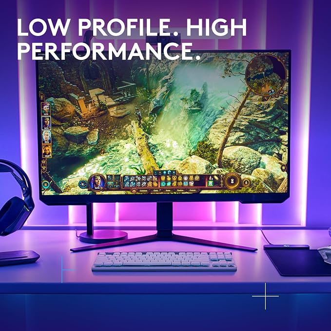 Logitech G515 Lightspeed TKL Wireless Gaming Keyboard (Linear) - White | LIGHTSPEED, low profile gaming, LIGHTSYNC RGB, thin tenkeyless, double-shot PBT keycaps, mechanical switches