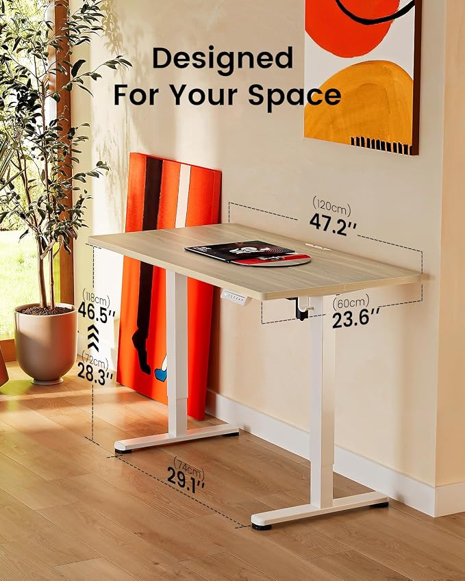 ErGear 48 X 24 Inch Height Adjustable Electric Standing Desk, Natural | Smooth Height Adjustment, 4 Memory Presets, One-Touch Control, Stable Steel Frame, 176 lbs Capacity, Easy Assembly