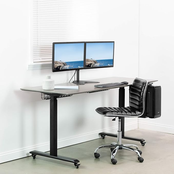 VIVO Dual 13 to 30 inch Monitor Free-Standing Mount, Fully Adjustable Desk Stand, Holds 2 Flat or Curved Display Screens, STAND-V102F