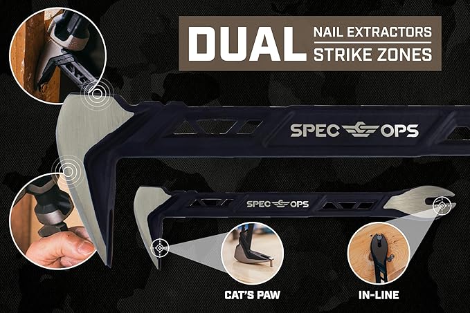 Spec Ops Tools 8" and 10" Nail Puller Cats Paw Pry Bar, High-Carbon Steel