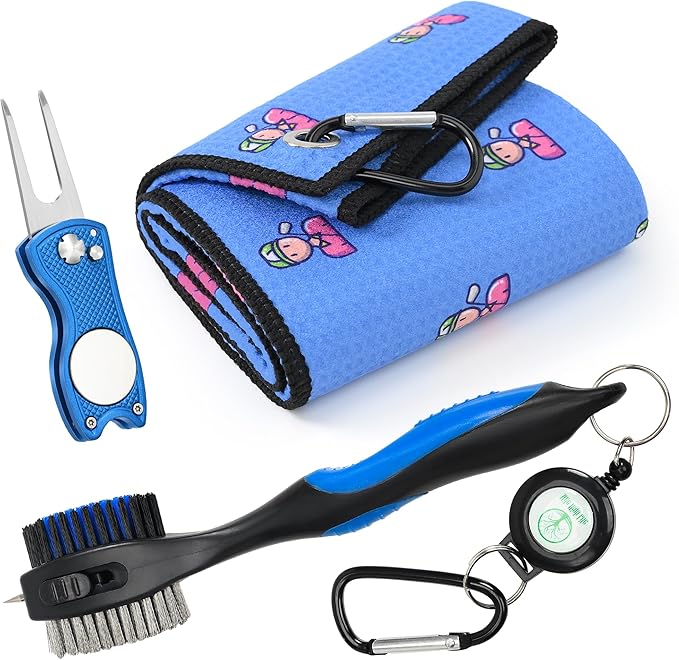 Mile High Life Printed Golf Towel(16"x24"), Brush Tool Kit, Divot Repair Tool, Microfiber Towel，Brush with 2FT Retractable Cord, Repair Tool w Magnetic Golf Ball Marker
