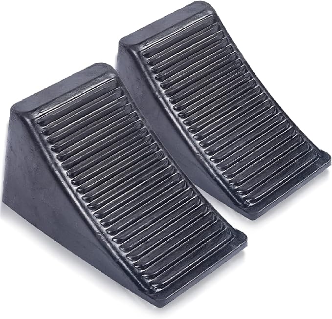 Fasmov 2 Pack Solid Rubber Heavy Duty Wheel Chock, Premium Chock for Car, Travel Trailers, RV, Truck, and ATV