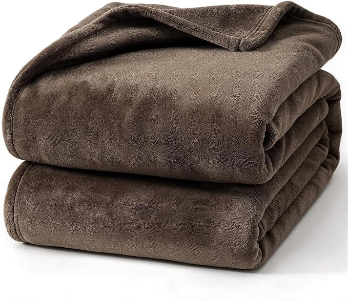 Hansleep Throw XL Brown Fleece Blanket, Soft Flannel Bed Blanket | Fuzzy Cozy Blanket 50x70 Inches, Multi-use for Bed, Sofa, Couch, Travel, Camping, All Season Warm Lightweight Cover