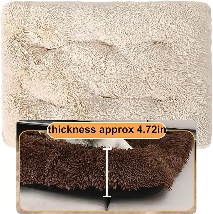 Dog Crate Mat, Dog Bed for Large Dogs, Comfy Fluffy Kennel Pad Anti-Slip for Dog beds & Furniture, Quilted Dog Bed for Pets for Medium/Small Dogs Cats (Color : Brown 2, Size : 30x21)