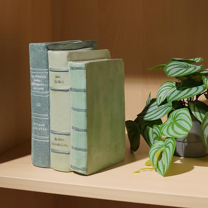 Guichifun Decorative Books Living Room Décor - Resin Sage Green Faux Books Fake Modern Home Decoration for Bookshelf Coffee Table Décor 5.5 x 4.5 x 7.5 Inch