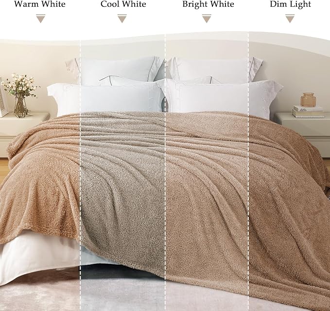 Exclusivo Mezcla Fleece Twin Size Blanket for Couch and Bed, 60" x 80" | Super Soft and Cozy Fluffy Blanket for Women, Lightweight and Fuzzy Blanket for Teens Back to School, All Season, Camel