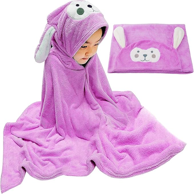 Visen Premium Hooded Towel for Kids,-28×55 INCH Large Size Kids Bath Towel,Ultra Soft Hooded Towel Wrap for Boys Girls, Highly Absorbent Bathrobe Blanket Gifts for Toddlers Shower (Purple)