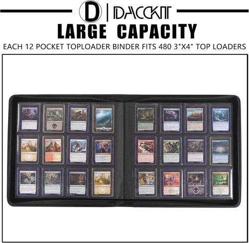 D DACCKIT Top Loader Binder - 12 Pocket Fits 480 Cards | Compatible with 3" X 4" Rigid Holders - Brilliant Green