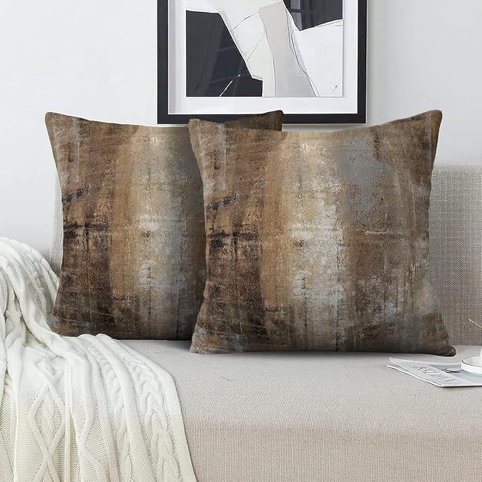 Throw Pillow Covers for Couch, 18x18 Inch, 2 Pack, Taupe | Decorative Throw Pillow Covers Cushion Covers for Couch Bedroom Sofa Living Room