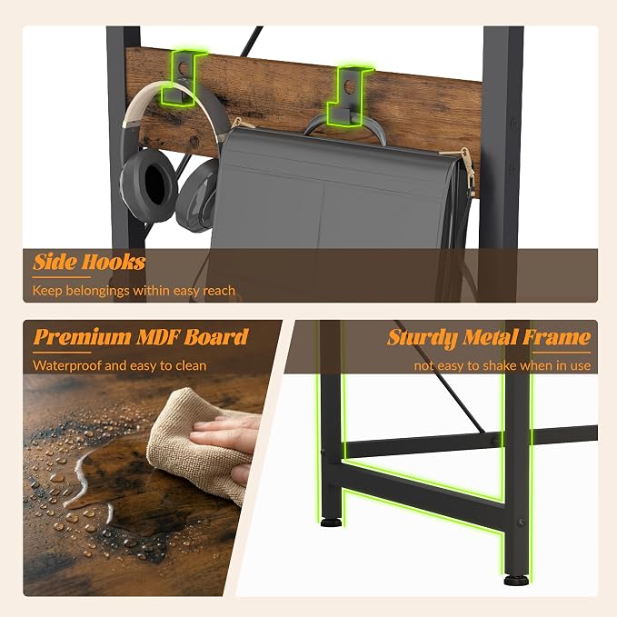 YOSHOOT 2 Person Computer Desk, 87" Long Gaming Desk for 2 People | Double Desk with 3 Fabric Drawers and 2 Power Outlets, Home Office Table for Adults and Teenagers, Rustic Brown