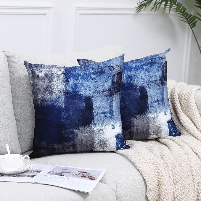 Throw Pillow Covers for Couch, 20x20 Inch, 2 Pack, Blue | Decorative Throw Pillow Covers Cushion Covers for Couch Bedroom Sofa Living Room