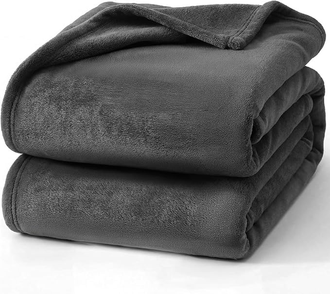 Hansleep Full Dark Grey Fleece Blanket, Soft Flannel Bed Blanket | Fuzzy Cozy Blanket 84x90 Inches, Multi-use for Bed, Sofa, Couch, Travel, Camping, All Season Warm Lightweight Cover