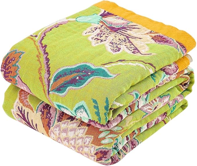 XIBLC Fall Throw Blanket, 100% Cotton Soft Rustic Boho Throw Blanket for Bed, 60"x80" Farmhouse Decor Bed Flower Blankets, Light Weight Reversible Bohemian Throw Quilt