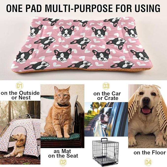 Pet Bed Cute French Bulldog Dog Bed Mat Absorbing Non Slip Pad Pet Sleeping Mat for Small, Medium, and Large Dogs Puppy Cat 36 in x 24 in