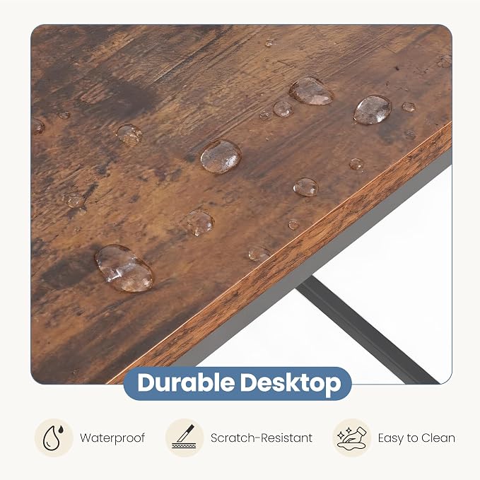 DUMOS 55 Inch L Shaped Desk, Computer Gaming Corner Desks with Shelves | Home Office PC Table, Writing Working Study Desk for Bedroom Dorm, Reversible Design, Rustic Brown