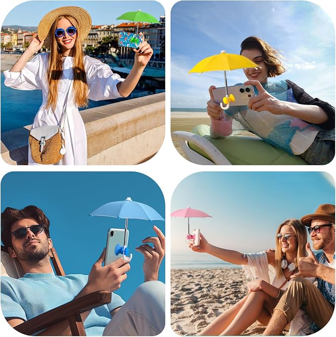 Phone Umbrella Stand, Sun Shade Mini Umbrella for Cell Phone with Adjustable Fist Style Suction Cup, Universal Anti-Glare Sun Visor for Outdoor