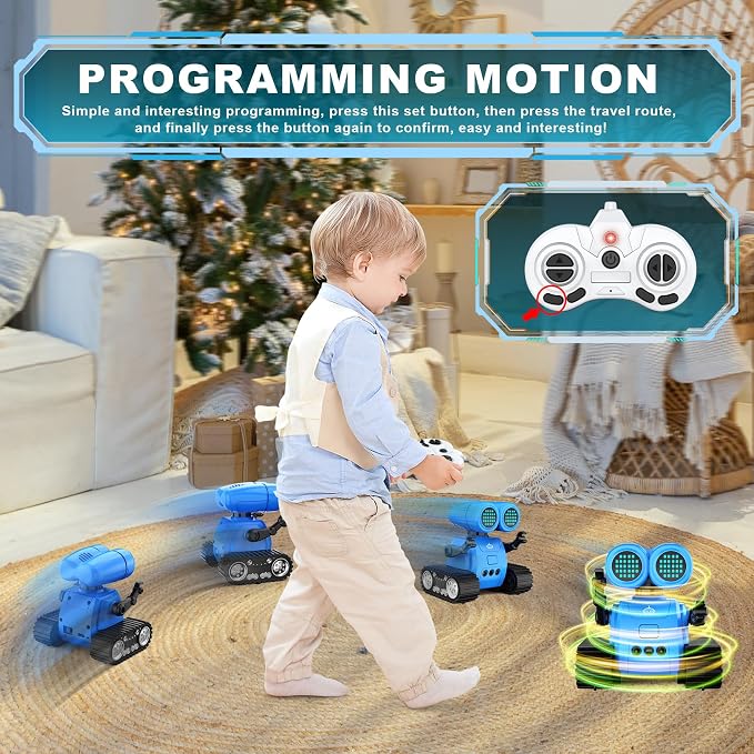 Hamourd Robot Toys for Boys Girls, Emo Robot with Walkie-Talkie Function, Gesture Sensing, Flexible Head & Arms, Programming Motion, Dance Moves, Music, Multi-Mode LED Eye, Toys for Ages